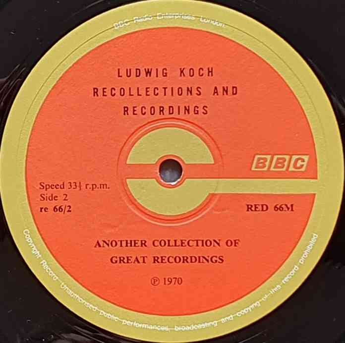 RED 66 Recollections and recordings Ludwig Koch from the BBC records and Tapes library Label